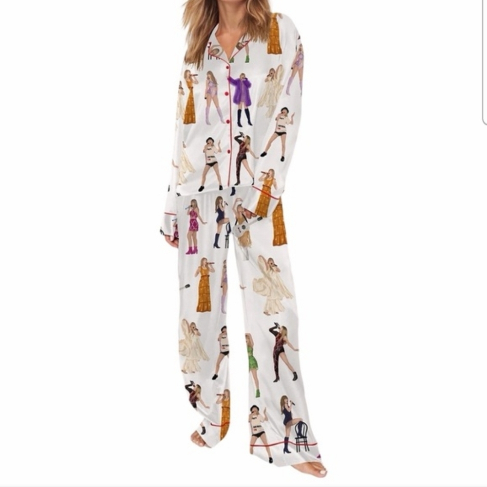 Taylor Swift Era’s Women’s Pajama Set White with Red Trim
